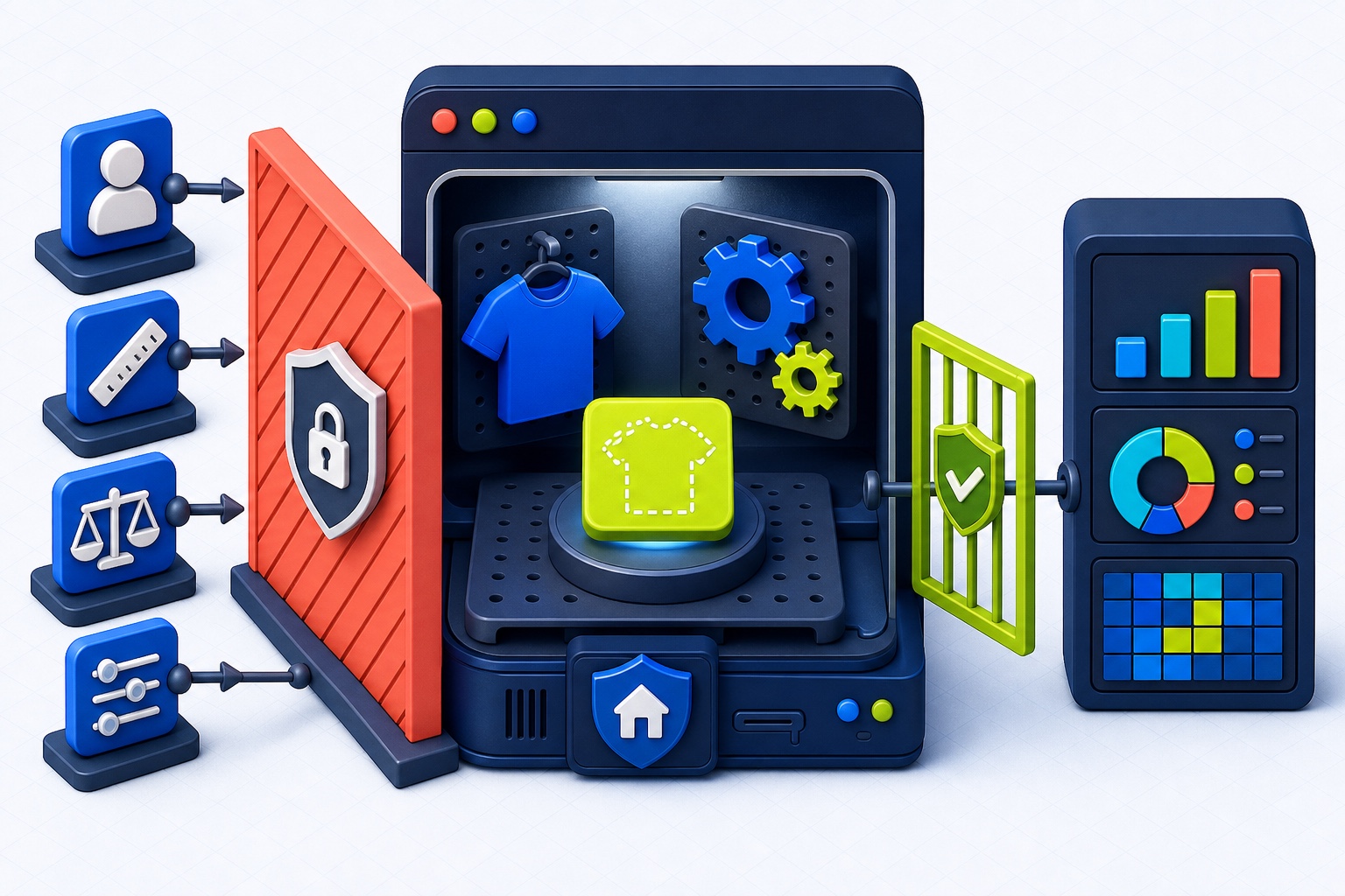 Isometric privacy boundary protecting shopper inputs while passing useful sizing outcomes to analytics